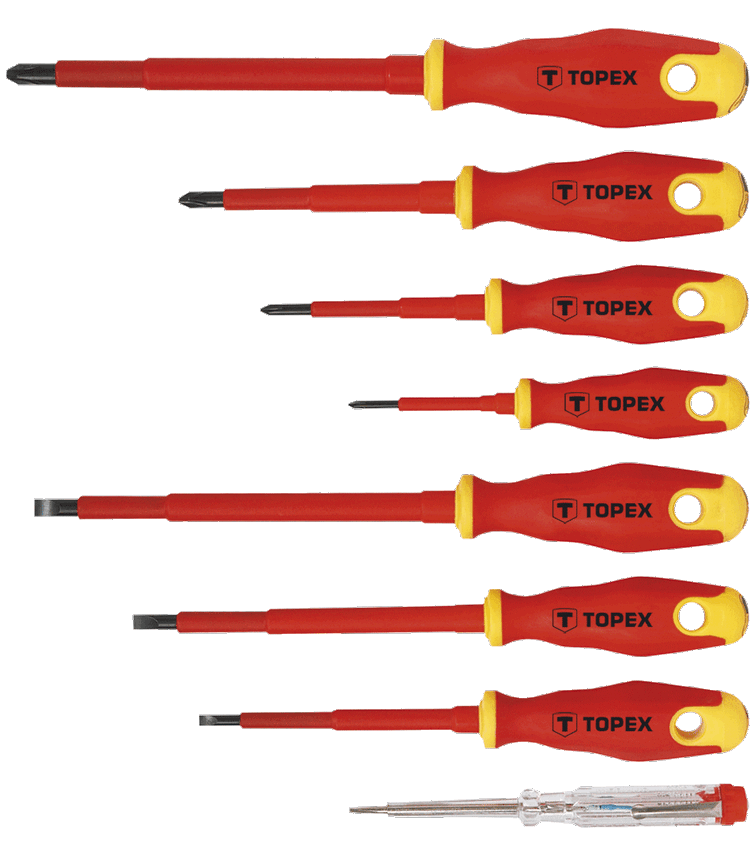 Topex 39D674 szigetelt csavarhúzó készlet 1000 V-ig, 8 részes termék fő termékképe