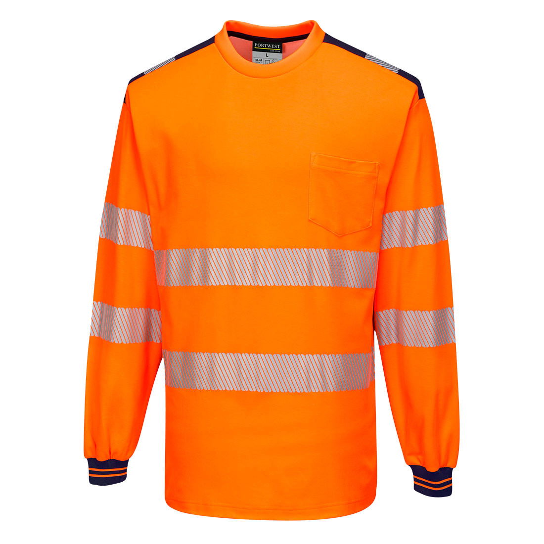 Portwest T185 - PW3 Hi-Vis hosszú ujjú póló, narancs/tengerészkék termék fő termékképe