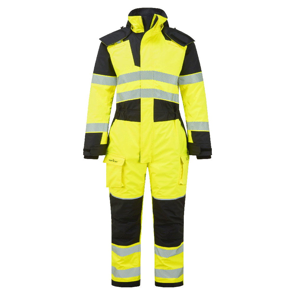 Portwest FR516 - PW3 Modaflame Rain + Hi-Vis Multi-Norm FR lángálló téli overál, sárga/fekete termék fő termékképe